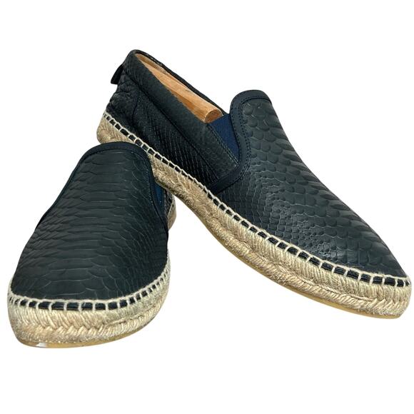 Men’s Jimmy Choo Blue Python Embossed Leather Slip On Sneakers Size 43.5 US 10.5 - Picture 3 of 10